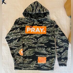 Camouflage Hoodie with Orange Accents
